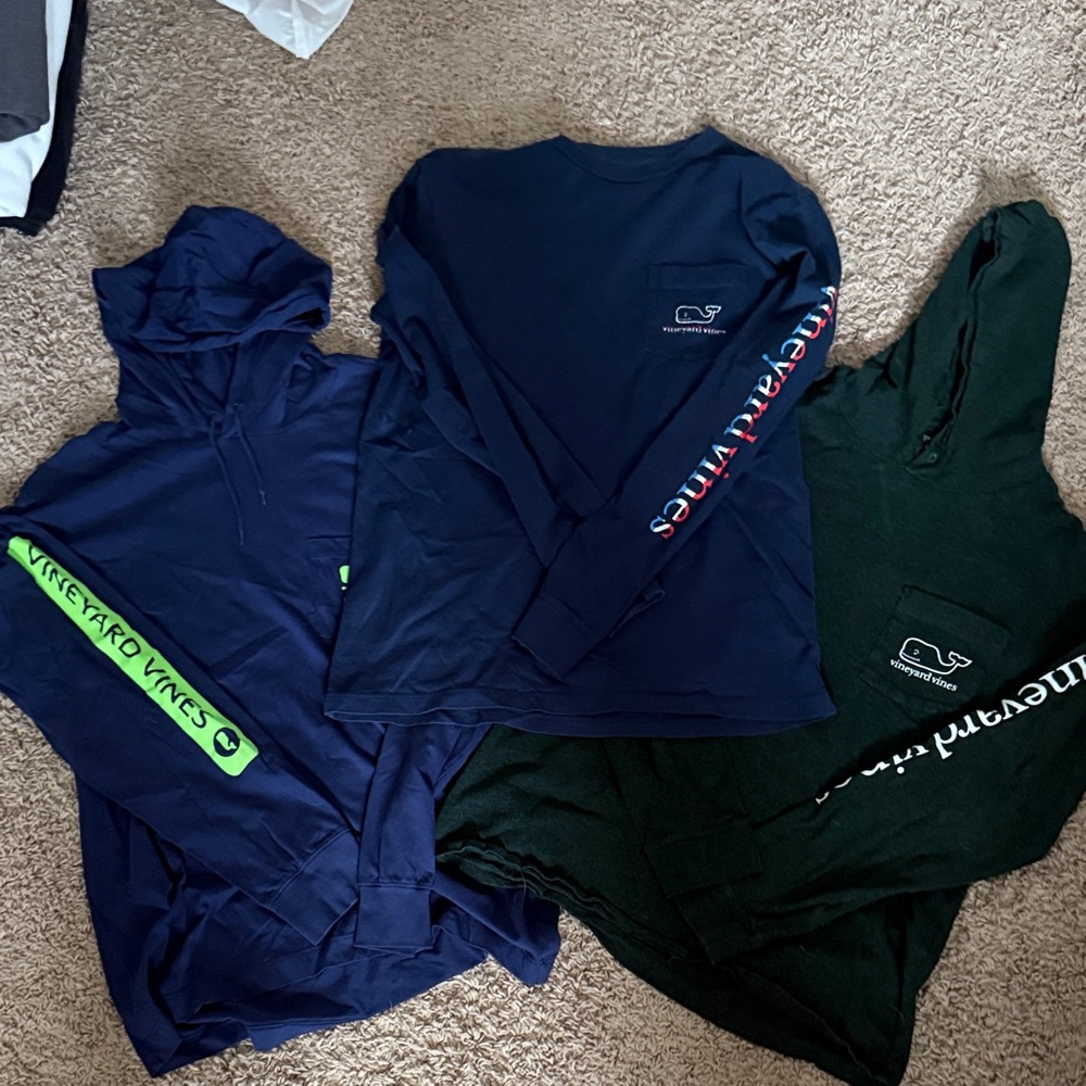 Vineyard Vines Men’s  Navy & Dark Green Hoodies and LS Tee Set